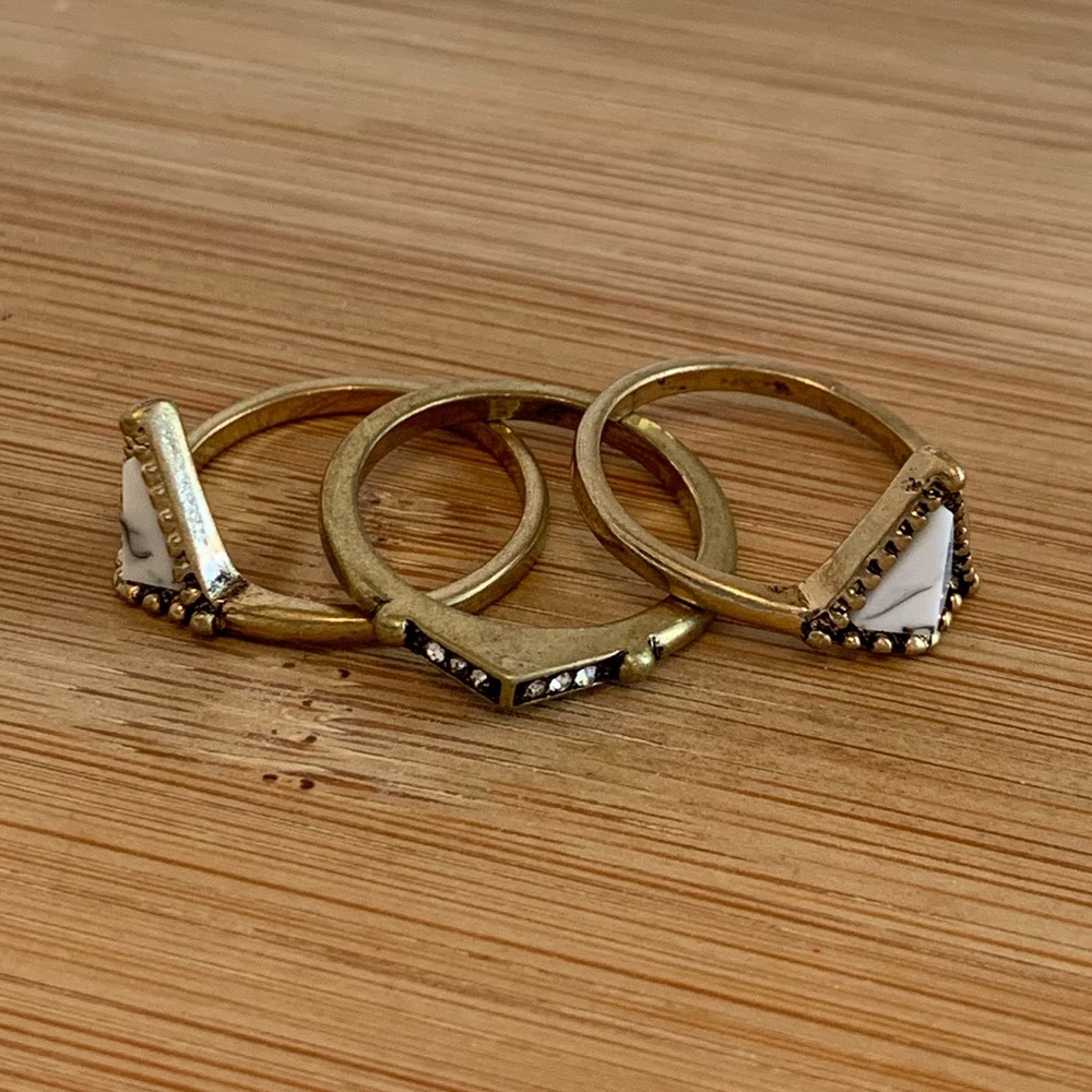 NWT Geometric Marble Brass Ring Trio – Size 6.5 - Picture 9 of 11